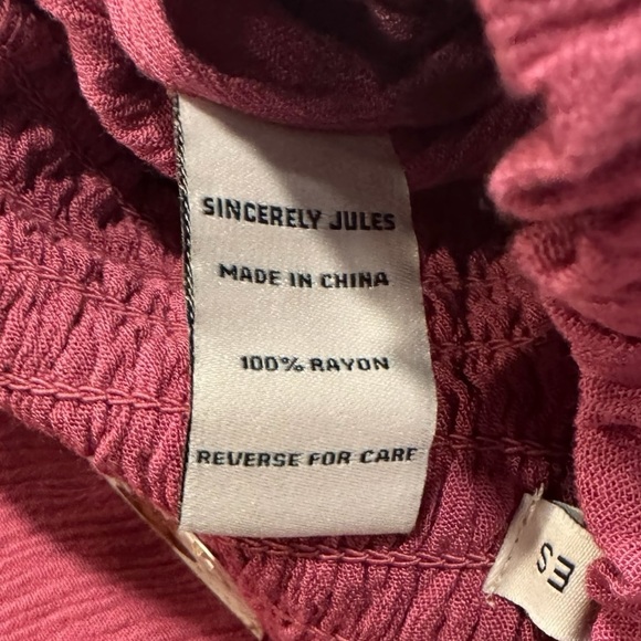 SINCERELY JULES Pretty Pink Smocked Waist Split Hem Wide Leg Pants NWT Medium - Picture 6 of 12